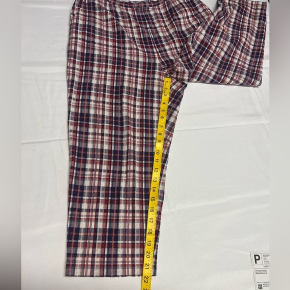 Talbots Blue and White Ankle Cropped Pants women plus size 14 Cotton Seersucker - Picture 9 of 10